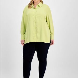 INC Plus Size Collared Split-Side Shirt